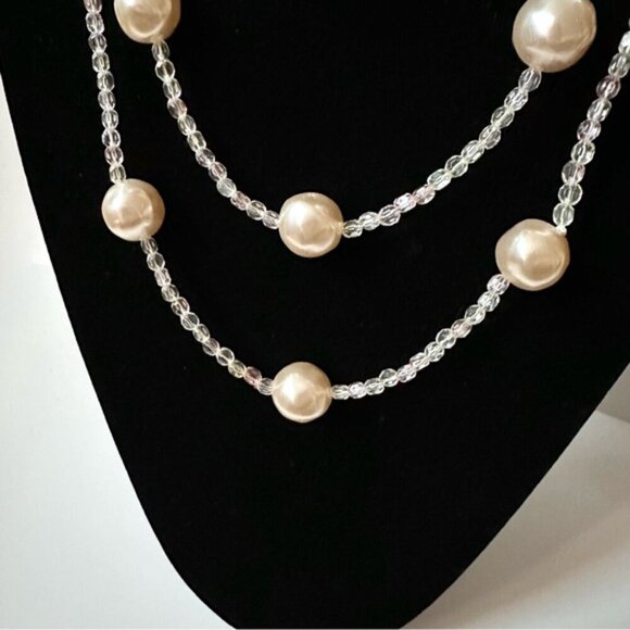 Faux Pearls Faceted Beads Long Necklace - 46 inches - Picture 3 of 4